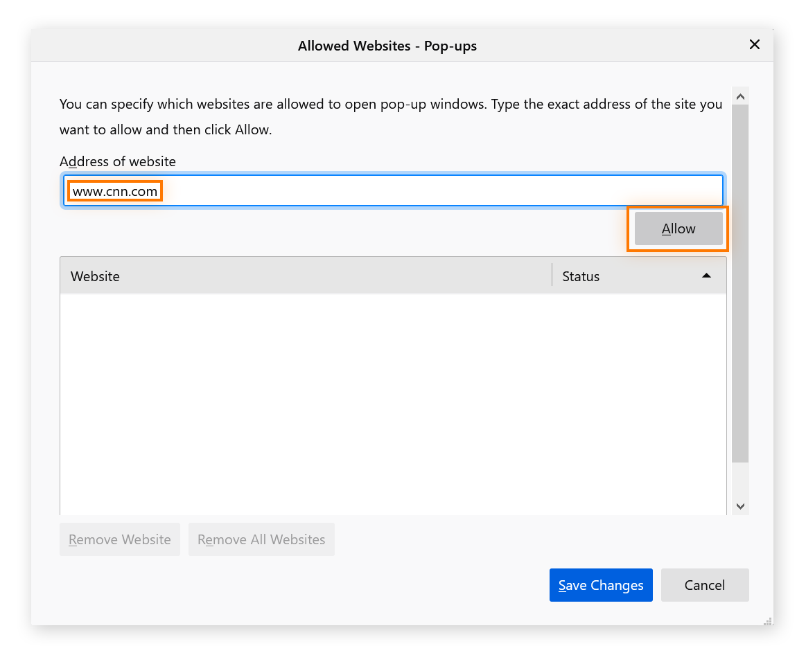 How to allow block pop ups on firefox avast